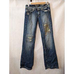 Miss Me Blue Distressed Cotton-Blend Denim Jeans Size 30